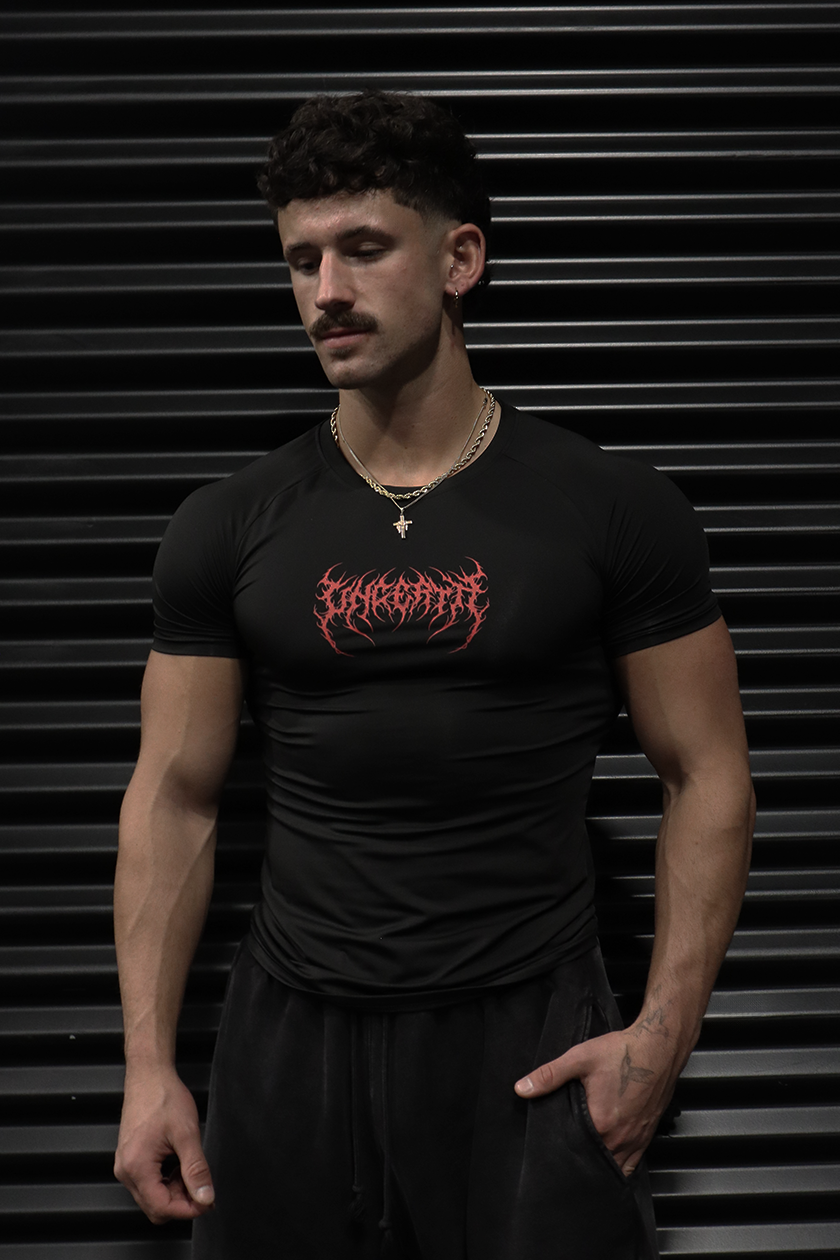 UC036 Celestial Compression Tee - Black/Red