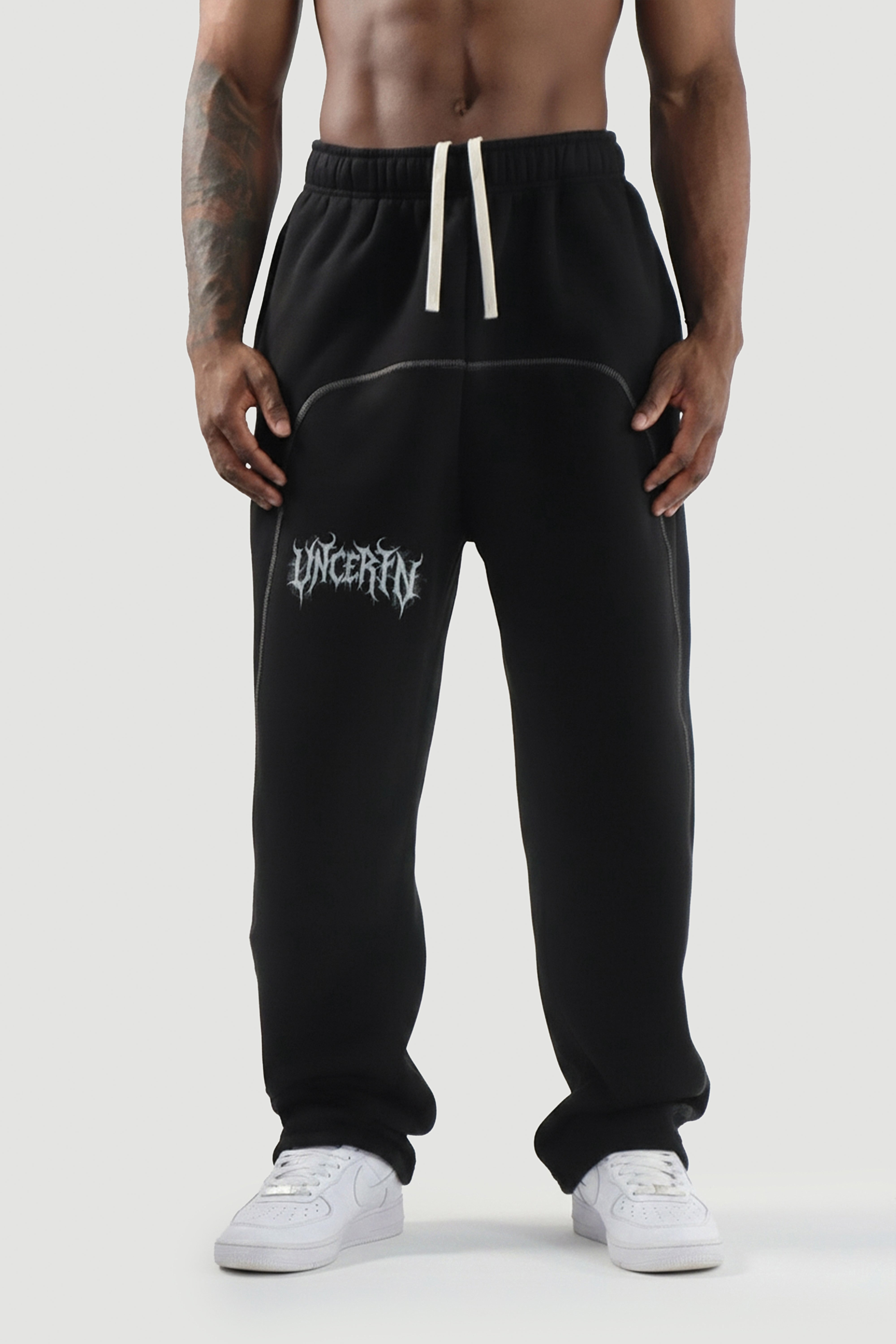 UC048 Shadow Oversized Stitched Joggers - Black
